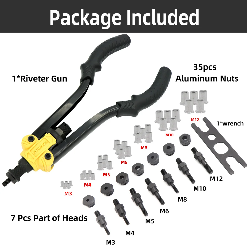HIFESON High Quality Riveter Nut Gun  Rivet Nut Tool 617 619 Rivet Insert Manual Rivnut Tool for Nuts 4