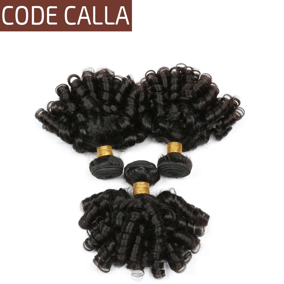 

Code Calla Peruvian Bouncy Curly Hair Bundles Natural Black Color 100% Unprocessed Raw Virgin hair Weave Extension bundles