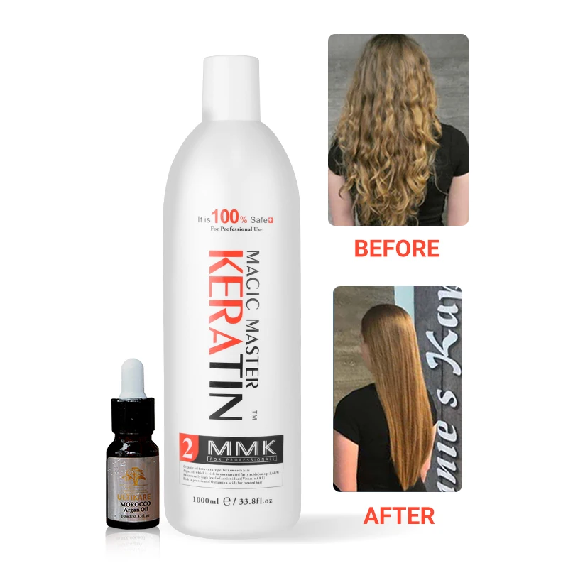 Hair Treatment 1000ml Without Formalin Magic Master Keratin Repair Damaged Frizzy Hair+10ml Argan Oil