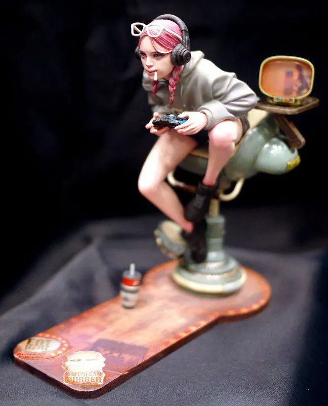 

1/8 Scale Ready Player One Playing Game Girl Miniature Scene Static Unpainted DIY Assembling Female Figure Resin Model Kits