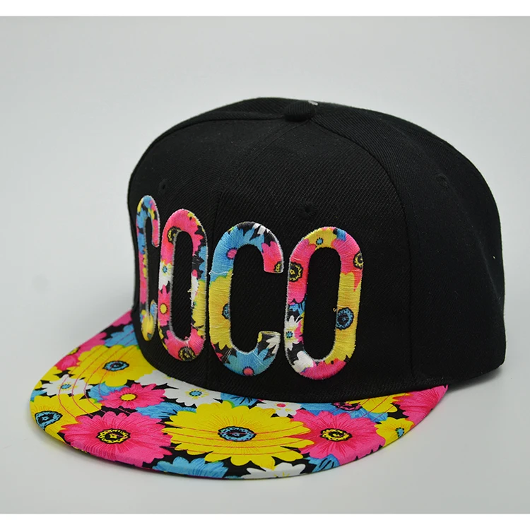 Женская плоская шляпа в стиле хип-хоп с цветочным принтом snapback cap полиэстер материал малый количество по индивидуальному заказу