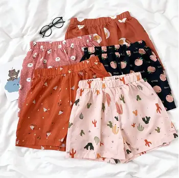 

Cute girl cartoon print comfortable loose elastic waist shorts women
