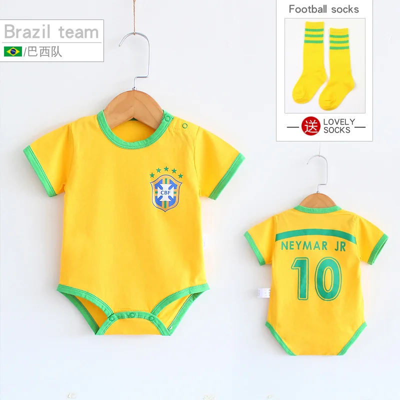 

Newborn Clothes One-piece Infant Soccer Uniform Male Baby Summer Wear Thin Short Sleeve Summer 0 Baby Bodysuit Romper 1-Year-Old