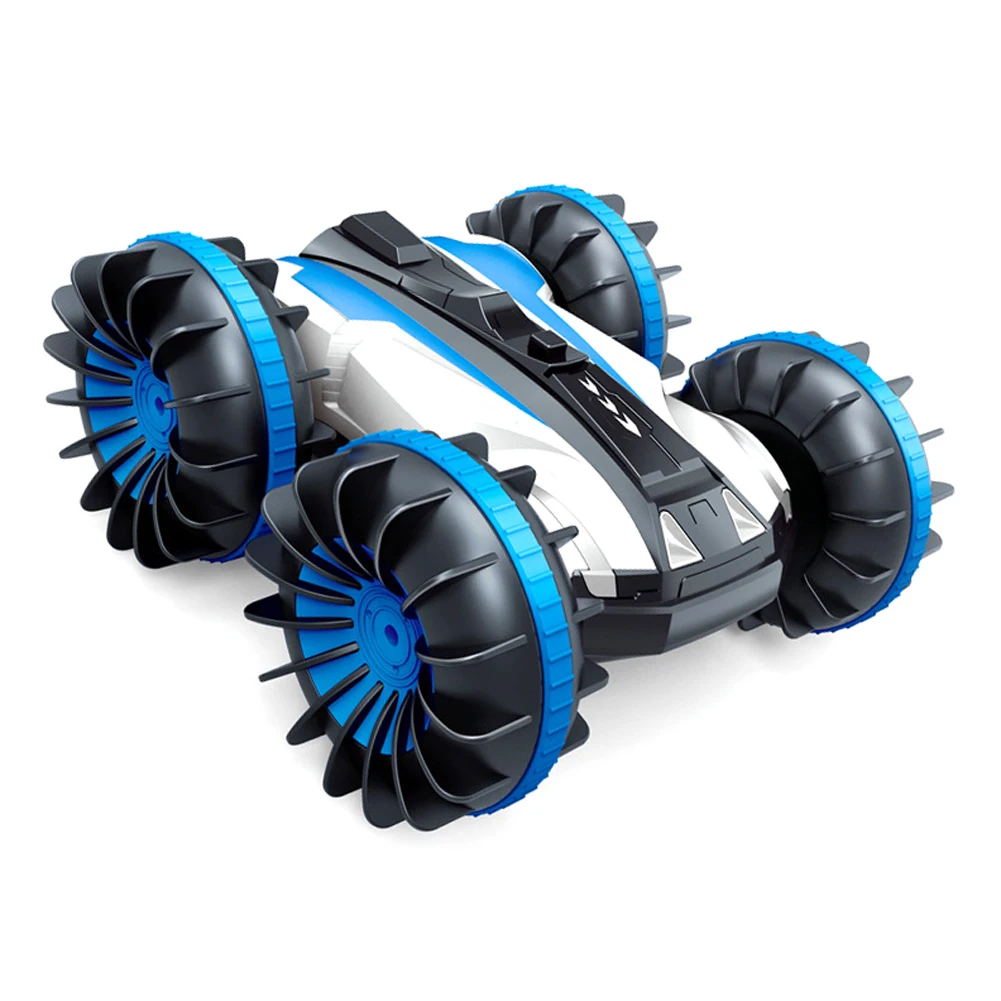 Blue 2,4G RC трюк автомобиль 360 Вращение 2 стороны водонепроницаемый Вождение на воде земли амфибия электрические игрушки для детей - Цвет: Blue
