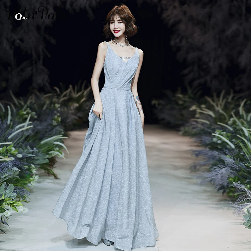 Spaghetti Straps V-Neck Floor-Length A-Line Prom Dresses 2021 Elegant Simple Long Evening Gowns For Weddings yellow prom dresses Prom Dresses
