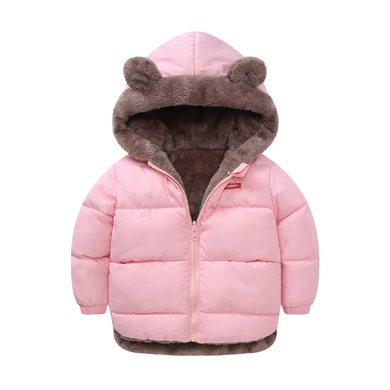 Telotuny/Детские зимние куртки для девочек и мальчиков; ветрозащитное пальто; утепленная верхняя одежда с капюшоном и медвежьими ушками; куртка; теплая одежда; Hiver Enfant