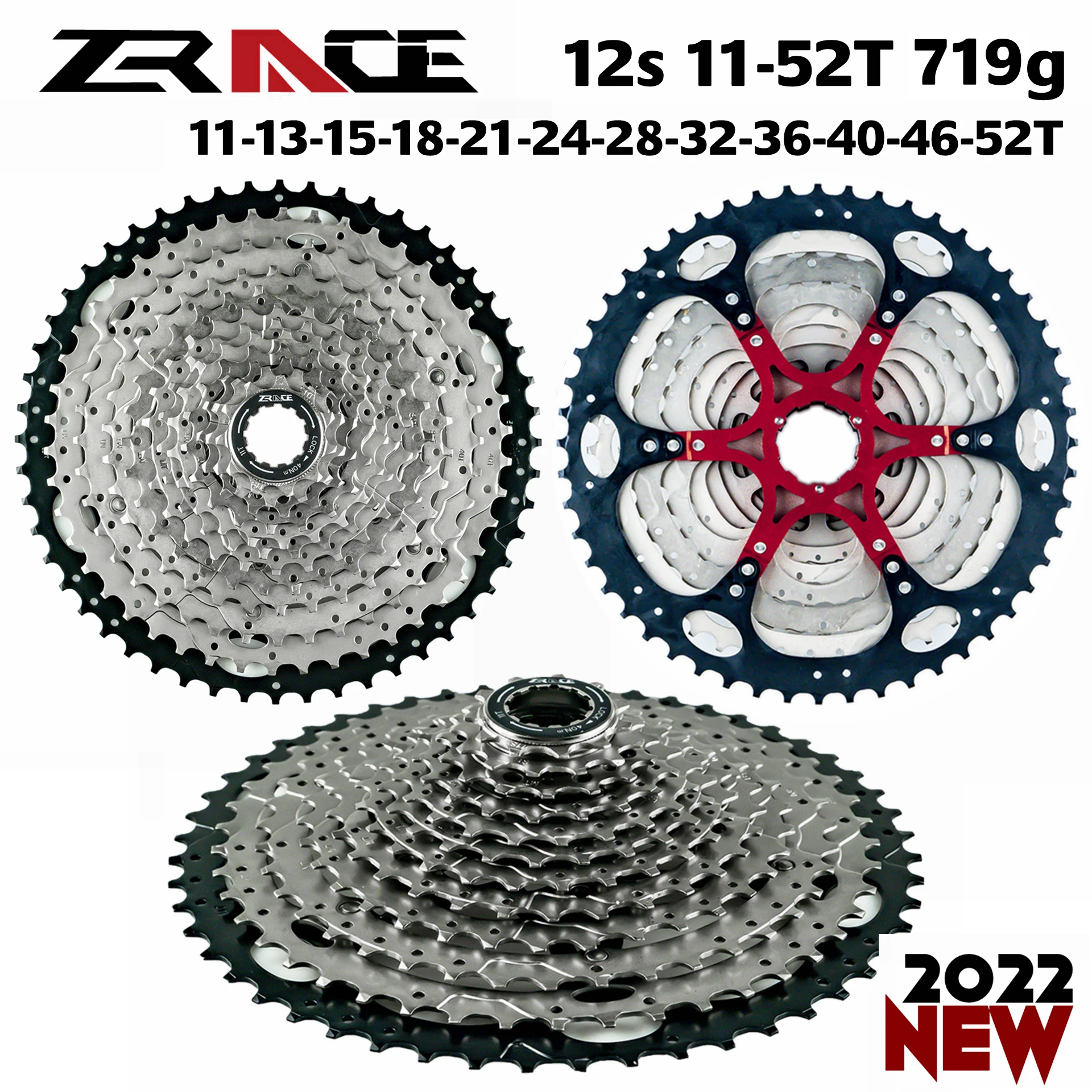 

ZRACE Bicycle Cassette 12 Speed MTB bike freewheel 11-50T / 11-52T Aluminum alloy bracket, Free a adapter