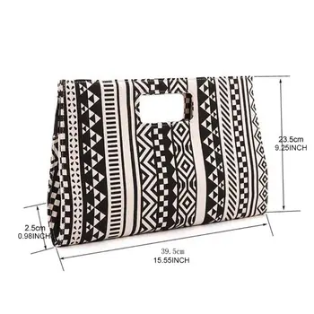

Women Geometric Pattern Canvas Envelope Bag Clutch Handbag Purse Wallet New