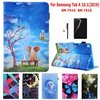 

Printing PU Leather Cover for Samsung Galaxy Tab A 10.1 SM-T510 SM-T515 2019 10.1" New Tablet Funda Capa Silicone TPU Case+Gifts