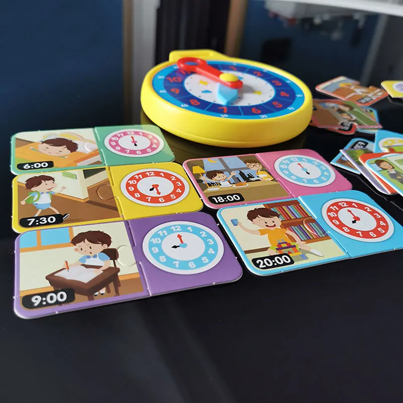 Children Clock Puzzle Educational Toys Time Cognition Good Habits Develop Logical Thinking Training Jigsaw Cards Clock Toys 4