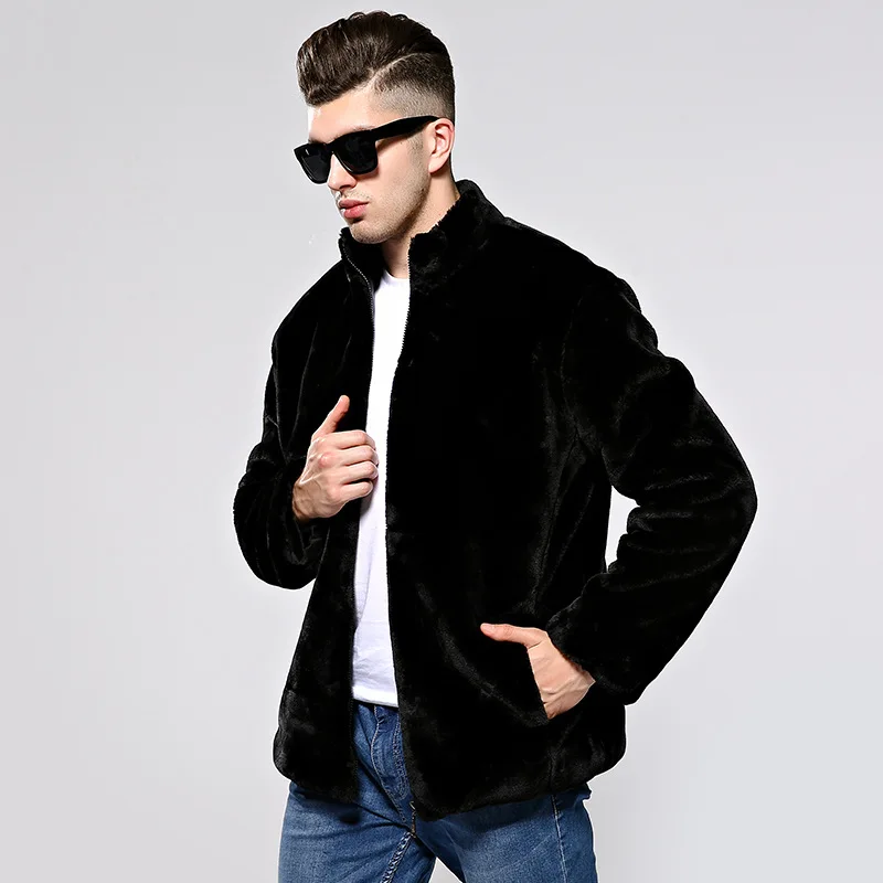 

2019 New Style Autumn And Winter New Style Men Faux Fur Clothing Coat Mink Skin Coat Fashion Man Whole Mink Leather Coat Haining