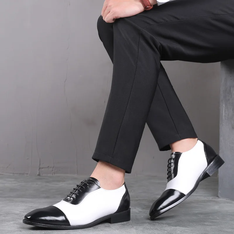 Misalwa Мужские модельные туфли-оксфорды из искусственной кожи с закругленным носком Мужская обувь размера плюс 38-48 белые, синие, черные мужские туфли-броги на плоской подошве