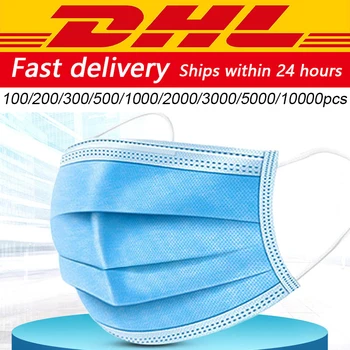 

DHL 100/200/300/500/1000/2000/5000/10000pcs Disposable Face Mask Face Mouth Mask Home Maska Safety Gauze Masker Protection