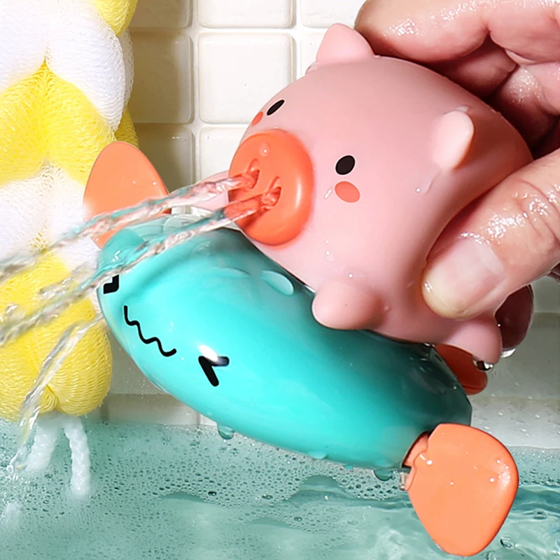 5pcs bébé bain couinant cochon jouets enfant flotteur baignoire en 