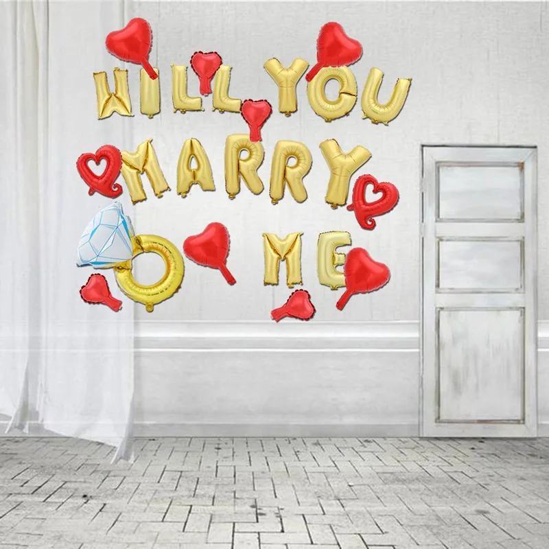 Буквы формованные воздушные шары фольги вы женитесь на мне Свадебное предложение воздушный шар из фольги Свадебные украшения костюм