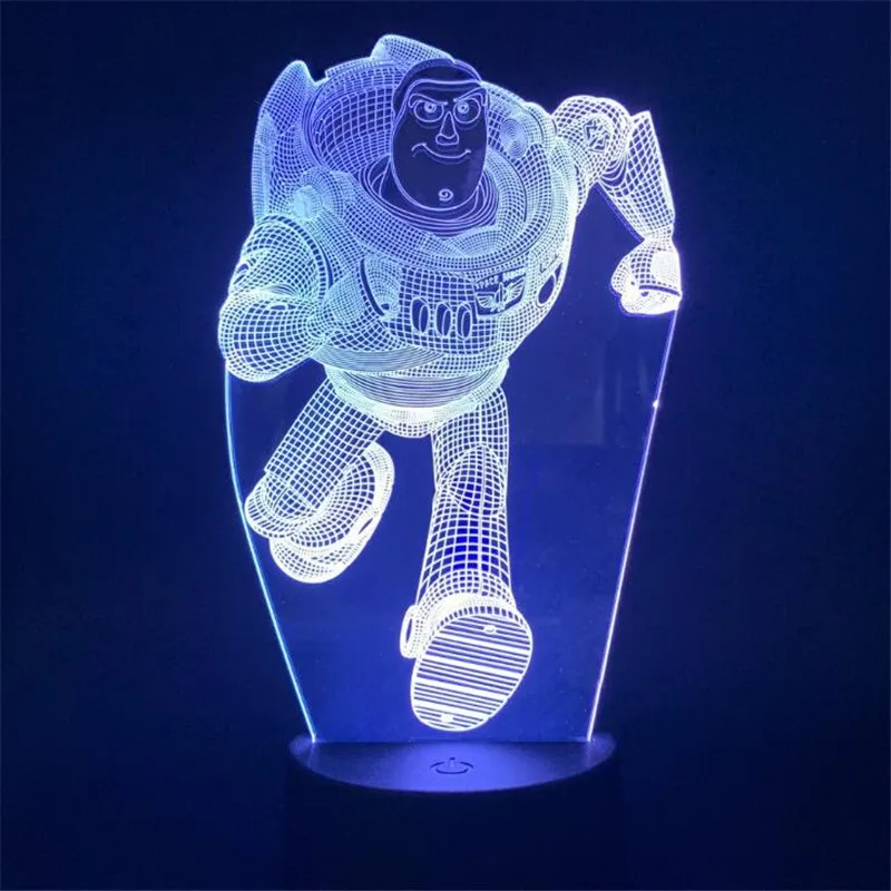 Disney Toy Story 3D Night Light LED Buzz Lightyear Woody Anime Cartoon Bedroom Decor Lampe Luminaria Xmas Kid Baby Gifts Lampara