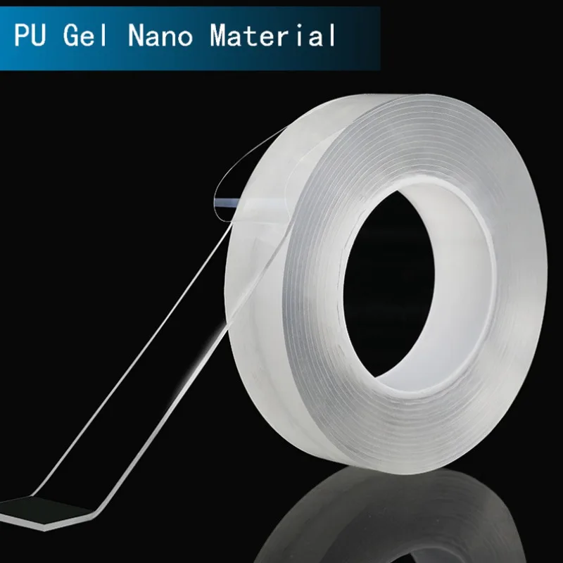2 мм толщина прозрачная многофункциональная нано лента бесследный моющийся с адгезионным покрытием гелевые прокладки двухсторонние Нескользящие съемные липкие полосы