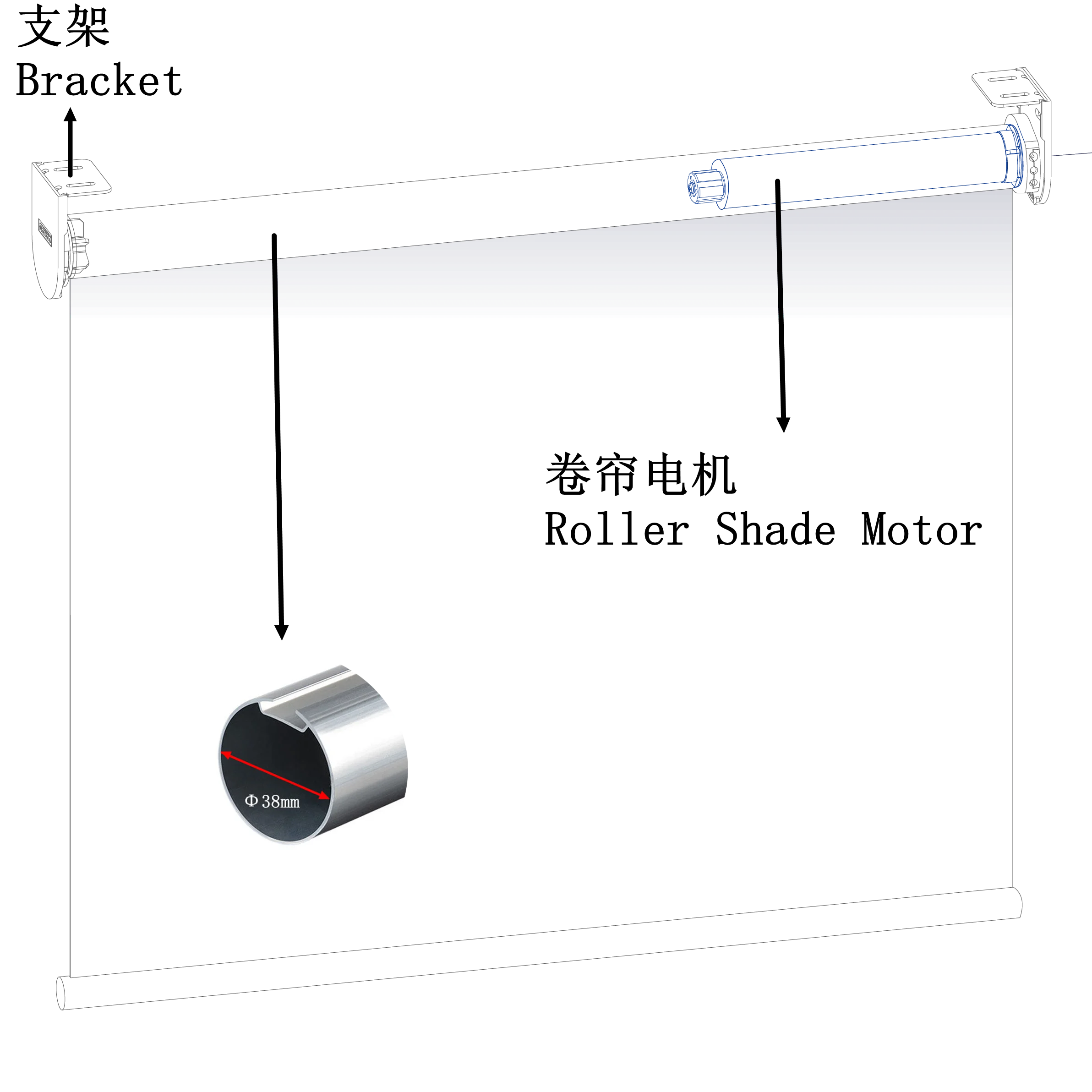 Tubular, Tubo de 38mm, No Dongle, Wi-Fi, 25mm, 110V-220V