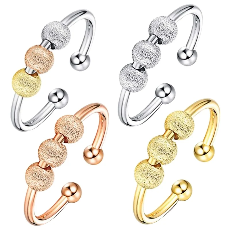Anxiety Rings For Women Men Spinner Band Rings Fidget Rings Spinning Fidget Thin Adjustable Rings Unisex Jewelry