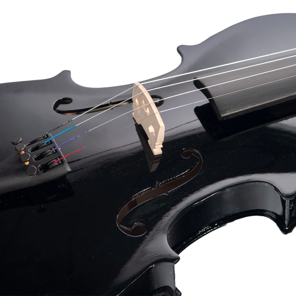 4/4 Black Acoustic Violin Fiddle Set w/ Brazilwood Bow+Rosin+Canvas Case Fit For Beginner Student