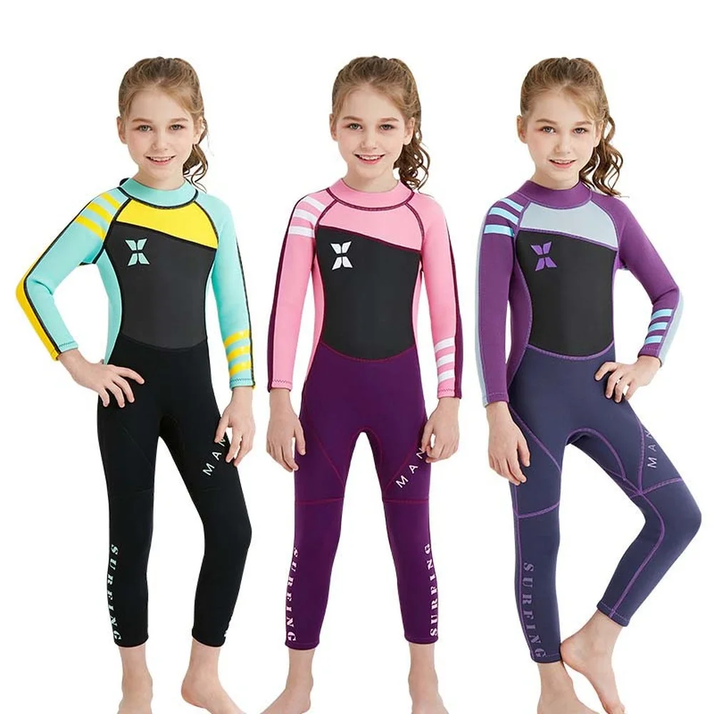 2.5mm Neoprene Childrens Wetsuit One-piece Full Length Diving Suit for Kids Girls Back Zip Wet Scuba Snorkelling Swimming | Спорт и