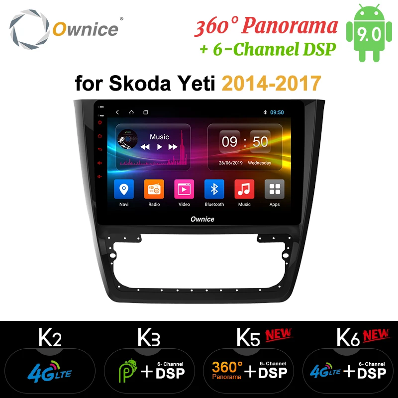 Ownice K1 K2 10,1 "Android 8,1 Octa Core dvd-плеер автомобиля для Skoda Yeti 2014 2015-2017 2 GB Встроенная память 32 ГБ Встроенная память Поддержка 4G DAB + DVR