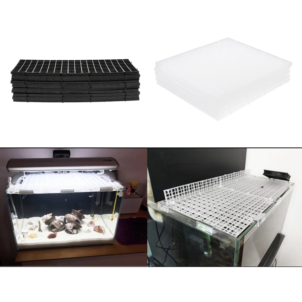 10 Pcs Grid Divider Tray Isolate Board Fish Tank Bottom Filter Tray Aquarium, 2 Colors and Sizes to Choose