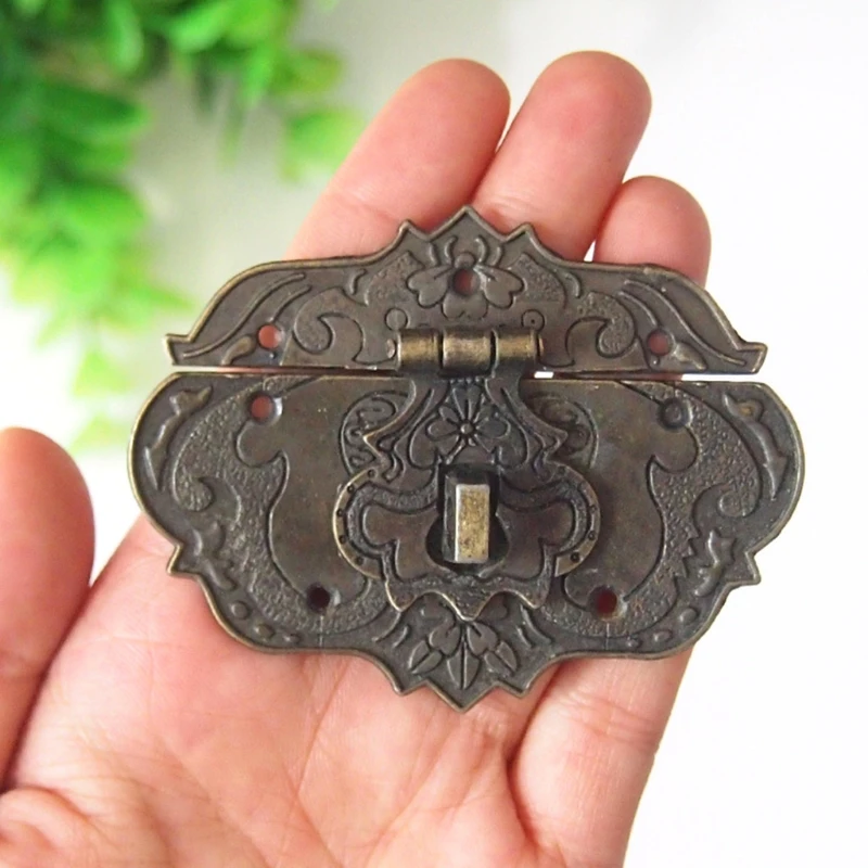 Engraved Hinge for Decorative Cabinet Small Wooden Box Project Vintage Bronze Hasp Decorative Hook Lock for Cabinet cabinet door hinges jewelry box hasps decorative latches furniture hardware