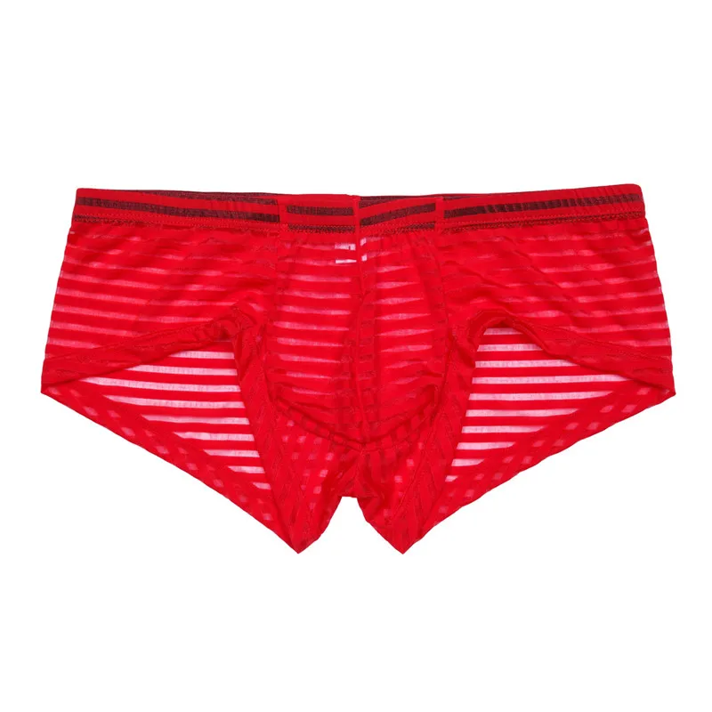 Red Мужское нижнее белье боксеры Cueca Masculina Man Bulge Jockstraps мужские сексуальные боксерские шорты для геев мужские трусики прозрачные трусы Новинка - Цвет: Red
