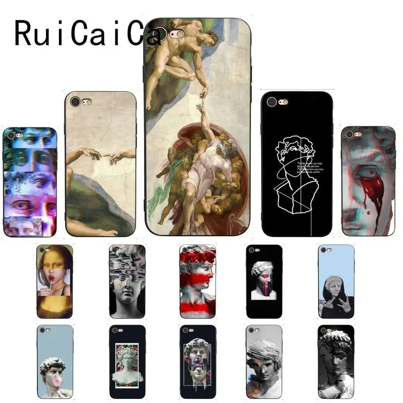 

Ruicaica Mona Lisa Art David lines DIY Printing Drawing Phone Case Cover for iPhone 5 5Sx 6 7 7plus 8 8Plus X XS MAX XR 10