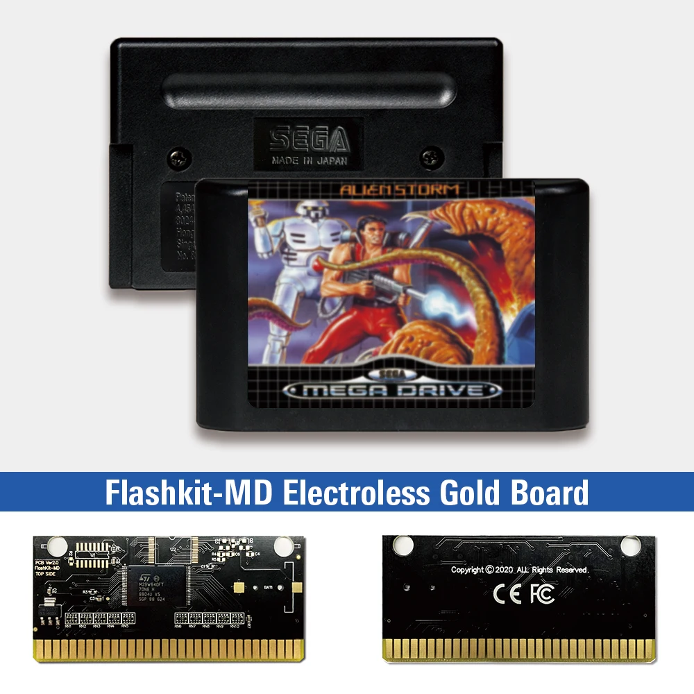 Прикольная игровая консоль Alien Storm-Европейская марка Flashkit MD Electroless Gold схема на