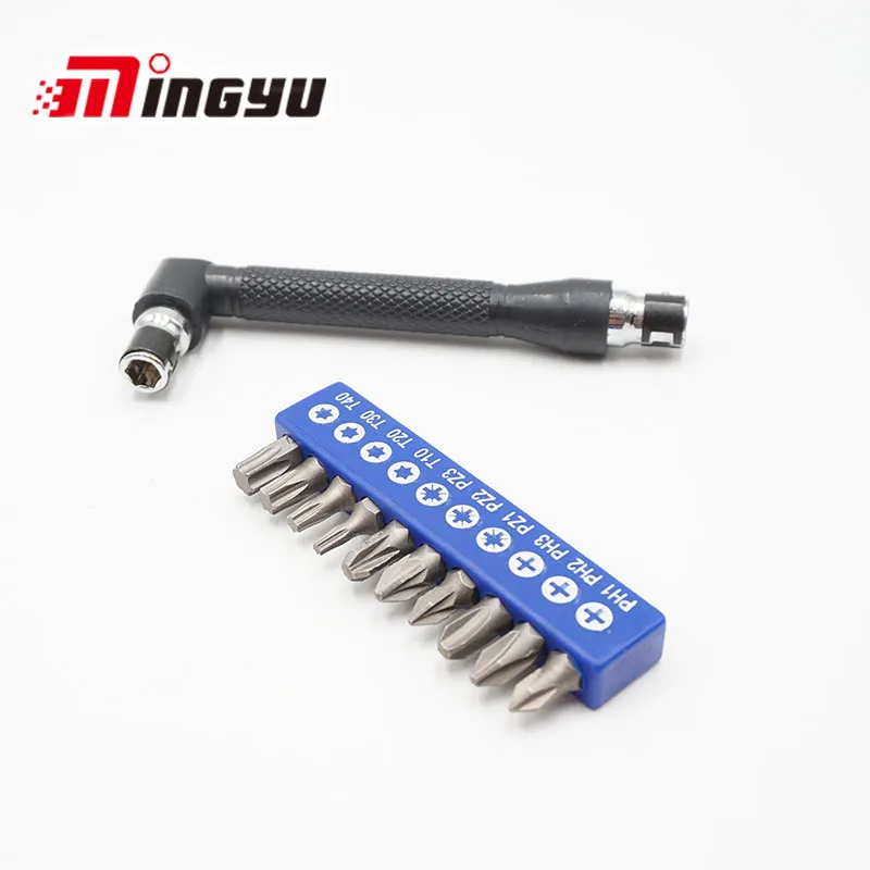 L Shape Screwdriver and Bit Set 1/4 inch 6.35mm Two Ways Screw Dirver