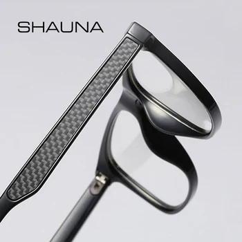 

SHAUNA Carbon Fiber Decoration TR90 Eyeglasses Prescription Frame Men Resin Lens Ultralight Square Optical Glasses Myopia