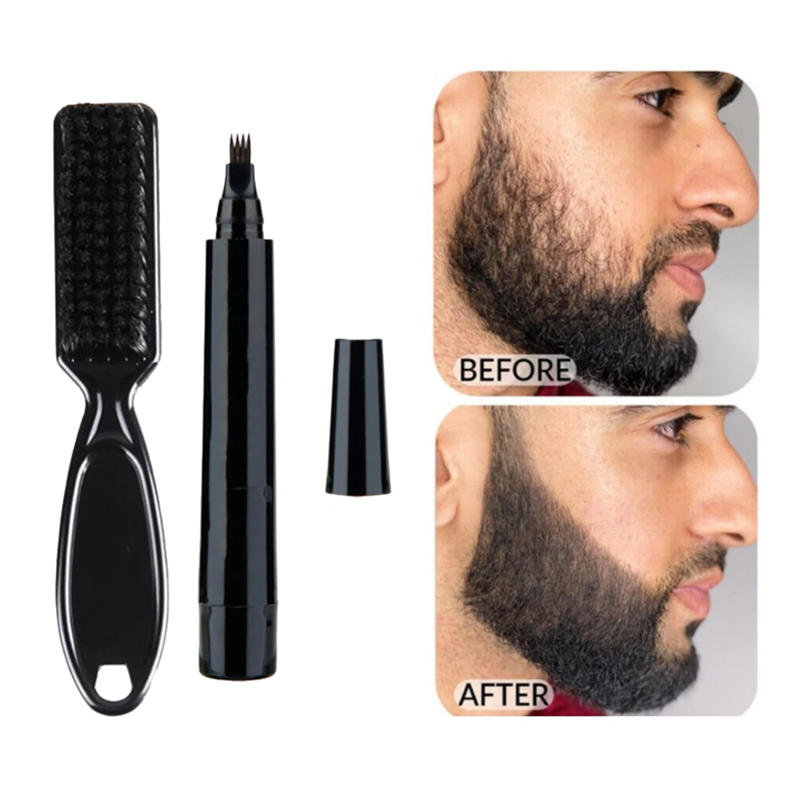 Beard Pen Filler Beard Brush Set for Male Repair Shape,Effective Enhance Facial Hair