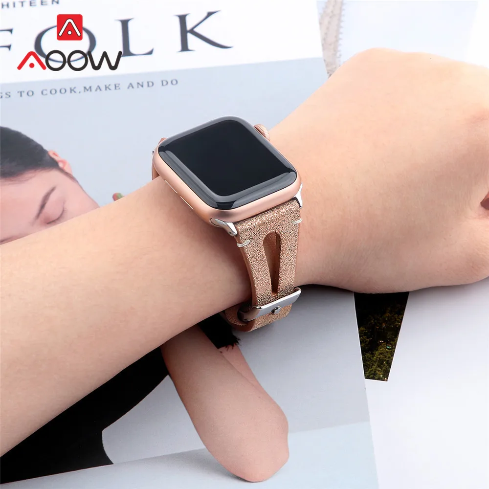 Ремешок из натуральной кожи для Apple Watch 4 40 мм 44 мм 38 мм 42 мм цветочный принт розовое золото мужской женский браслет ремешок для iwatch 1 2 3