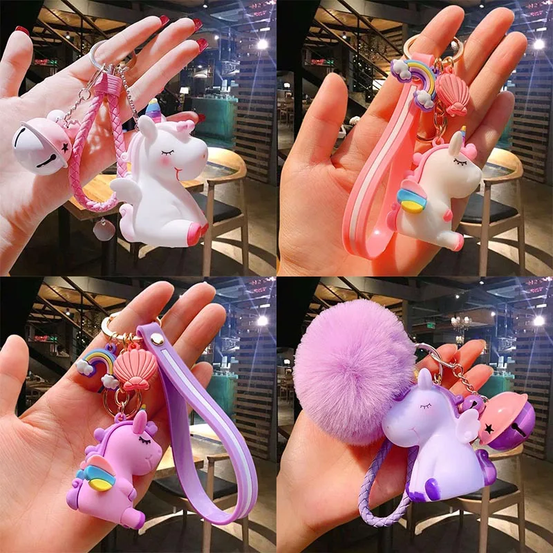 LLavero de unicornios de moda para mujer, accesorios románticos, juguetes para niñas, regalos de Año Nuevo para niños, llavero con bolsa