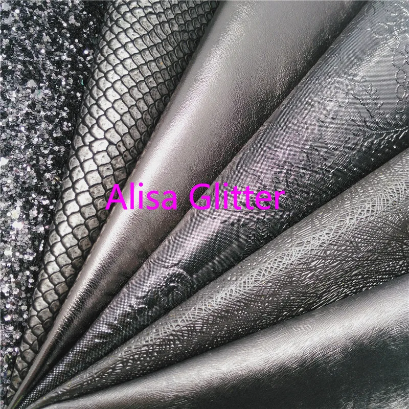 

1PCS A4 SIZE 21X29cm Alisa Glitter Grey Glitter Fabric Snake Faux Leather Fabric, Synthetic Leather Sheets for Bow DIY C04D