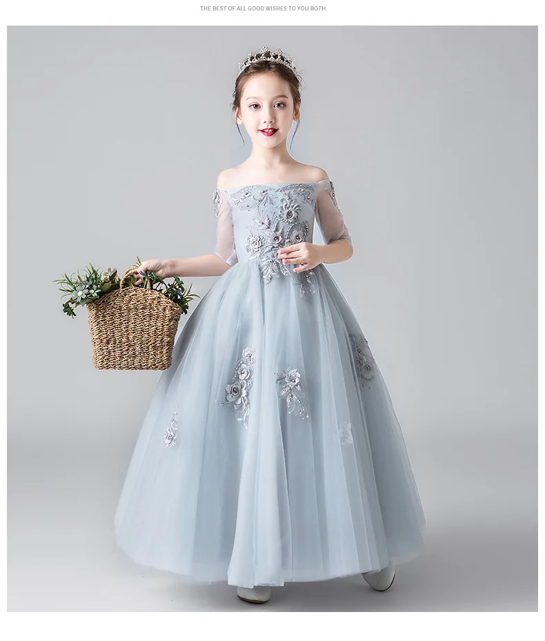 Платье принцессы на день рождения для девочек Пышное детское платье маленький хост фортепиано костюм вечернее платье с цветочным узором