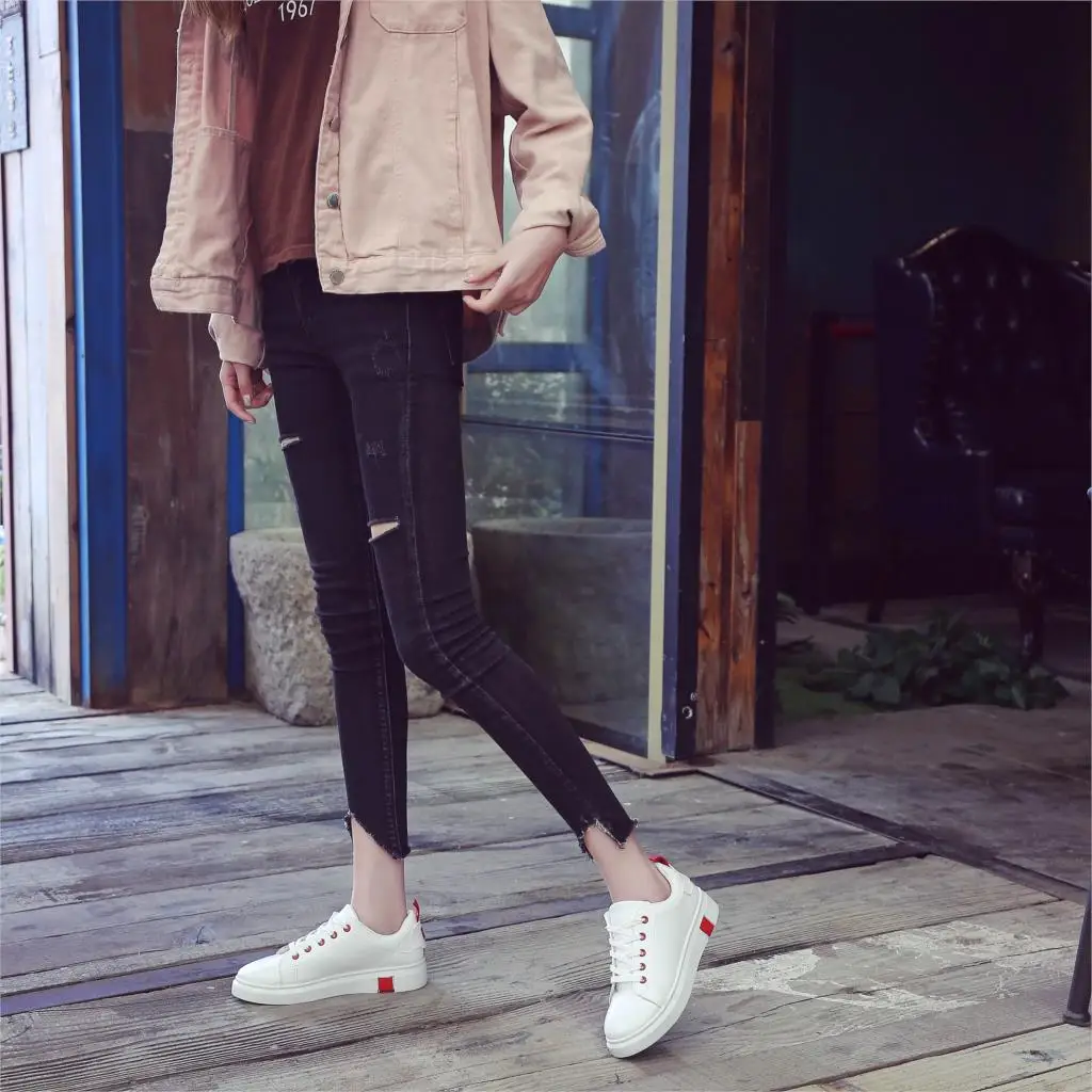 JODIMITTY Для женщин кроссовки дышащие CREEPERS обувь на плоской подошве, из искусственной кожи, кружевные туфли на высоком тонком каблуке на шнуровке, Повседневное белый tenis feminino с волнообразным краем; Zapatos De Mujer