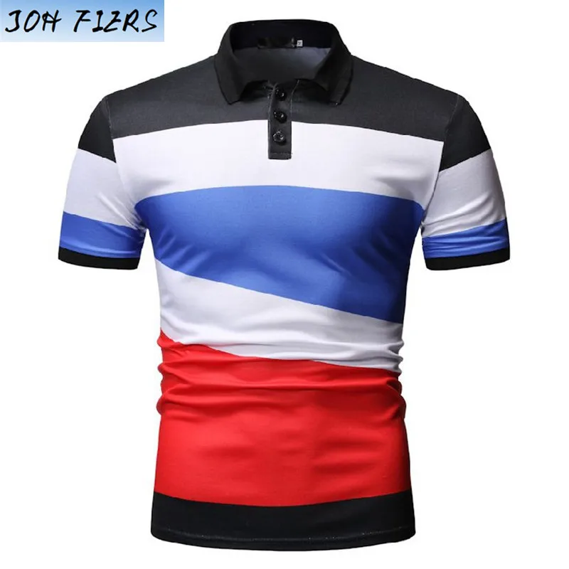 Мужские рубашки поло с коротким рукавом, новая летняя мужская рубашка с полосками и короткими рукавами, мужская одежда