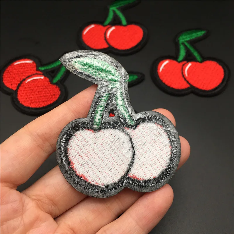 5 teile/satz Kirsche Größe: 4,8x5,2 cm Nette Stickerei Patch Eisen auf Abzeichen Diy Nähen Streifen für Kleidung Applique Kleidung Aufkleber – Detail 7
