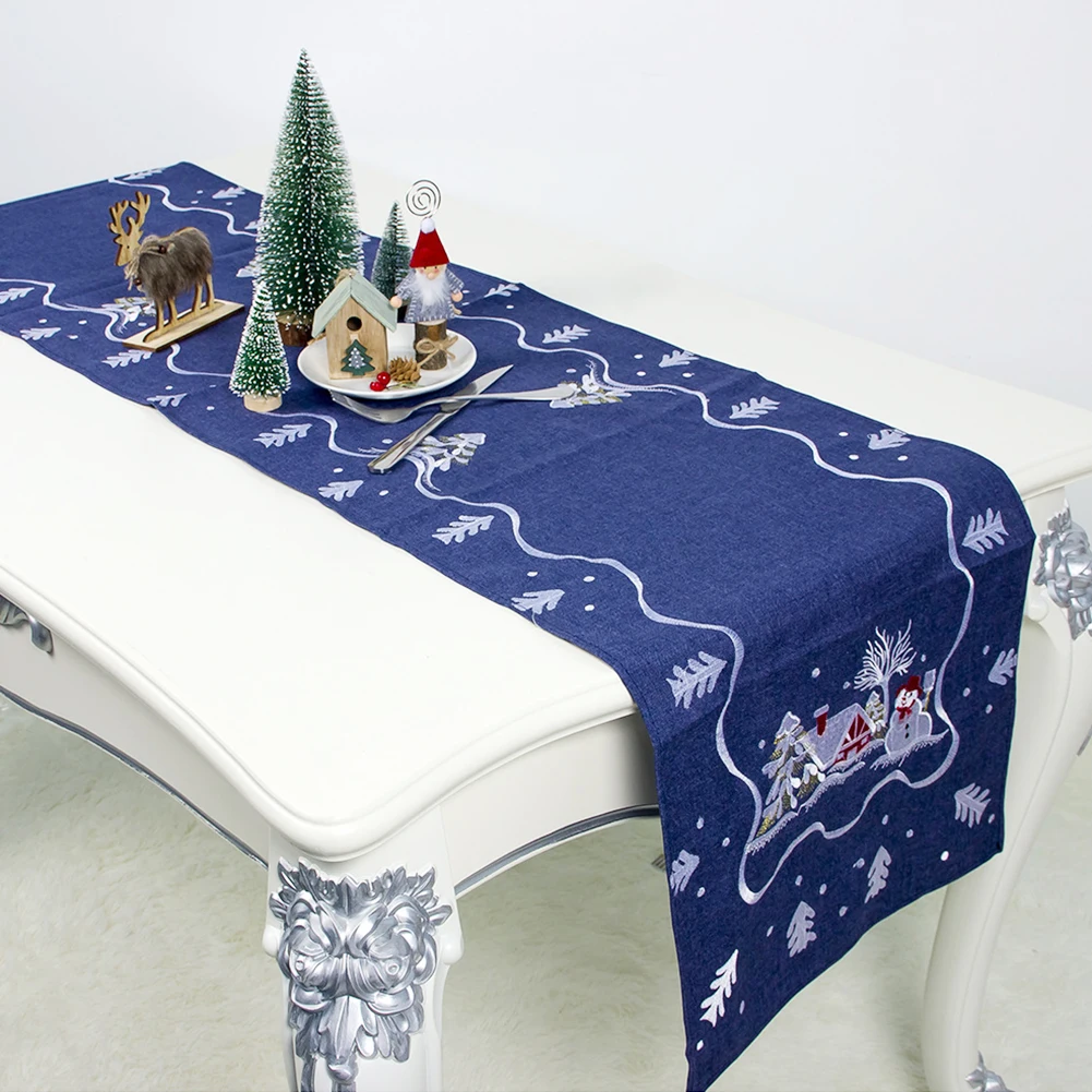 Скатерть с вышивкой Санта Клауса, скатерть для обеденного стола, коврик для рождественской вечеринки, праздничный Декор