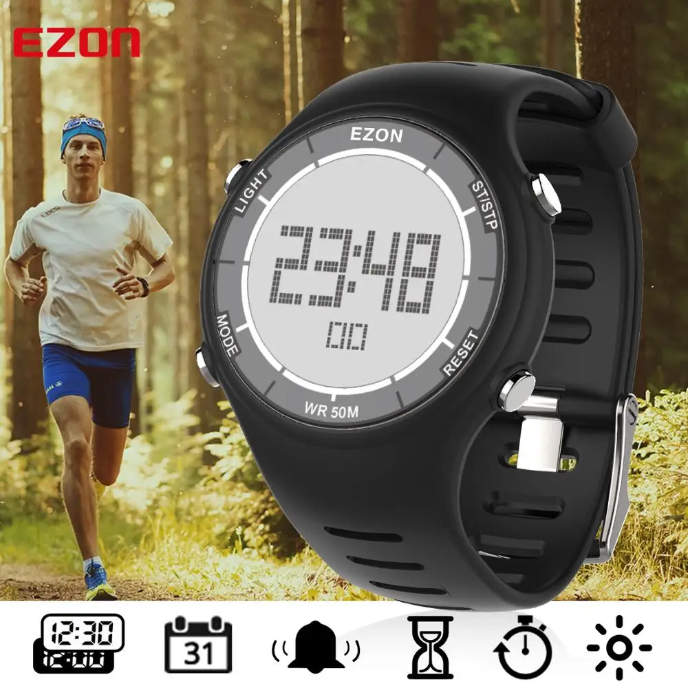 Часы хронограф EZON L008 Мужские Цифровые спортивные с будильником и секундомером