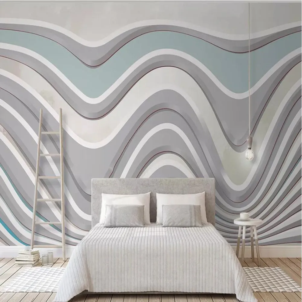 

Milofei manufacturers custom 3d embossed curve lines background wallpaper murals