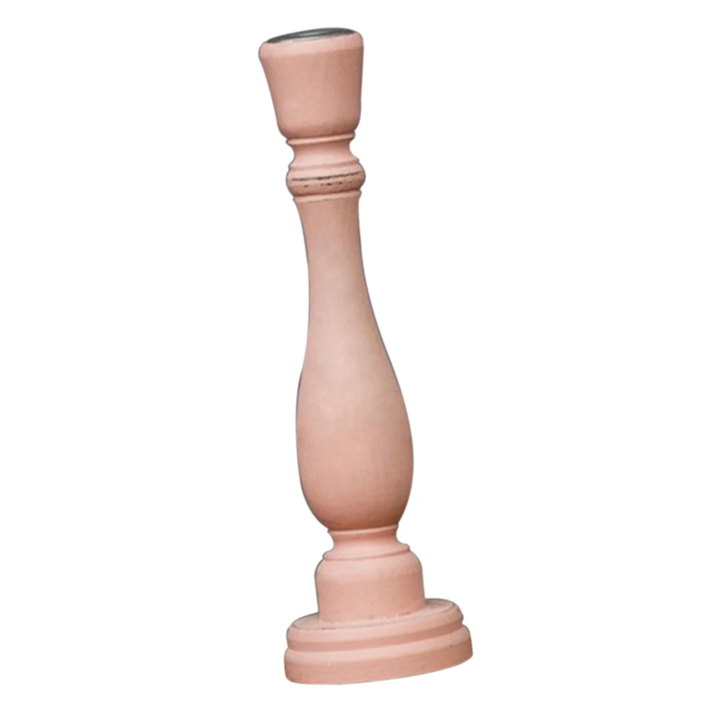 Pink-L as described MagiDeal сплошной цвет столб деревянный подсвечник подставка с подсвечником - Цвет: Pink-L as described
