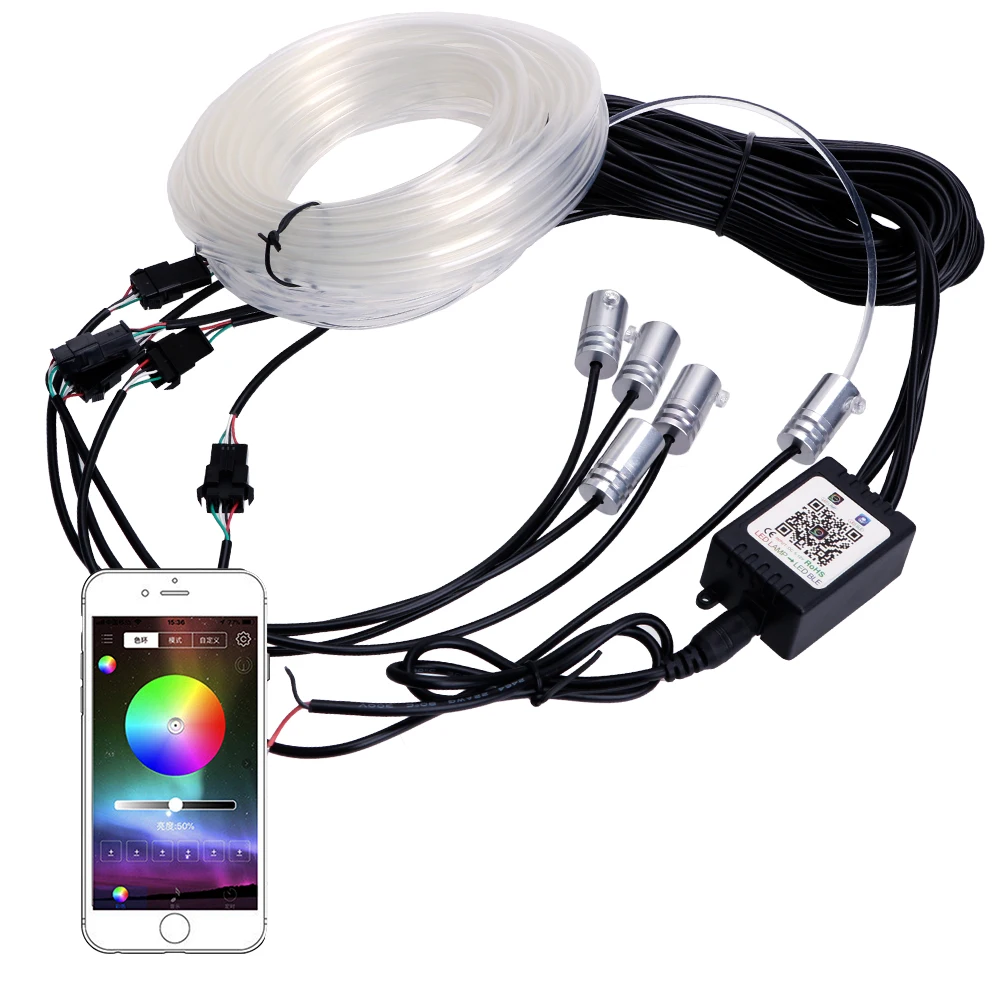 LEEPEE RGB приложение управления автомобиля-Стайлинг Автомобильный интерьер светильник 6 метров волоконно-оптические атмосферные лампы дистанционного управления