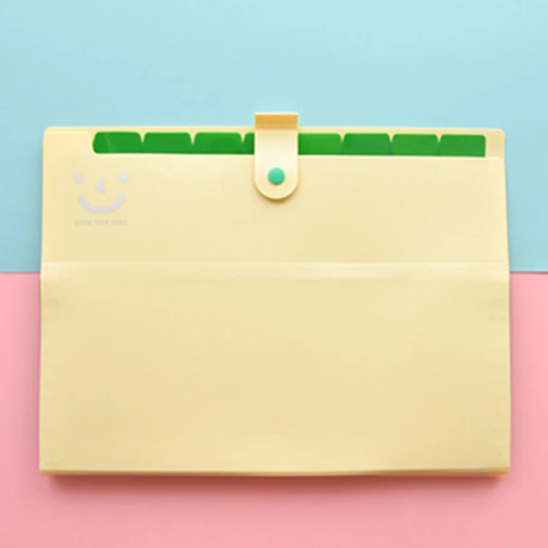 BG-L Cute Smile Face 8 Grids Organ Bag A4 Document Bags Organizer Paper Holder Business Expanding File Folder Office School Supplies - Цвет: BG-L