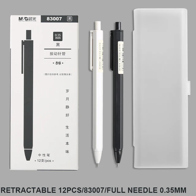 M&G Neutral Gel Pen  0.35mm/0.5mm black signature pen ultra fine Needle/Bullet Point Japanese simple Gel Pen 83007 12PCS