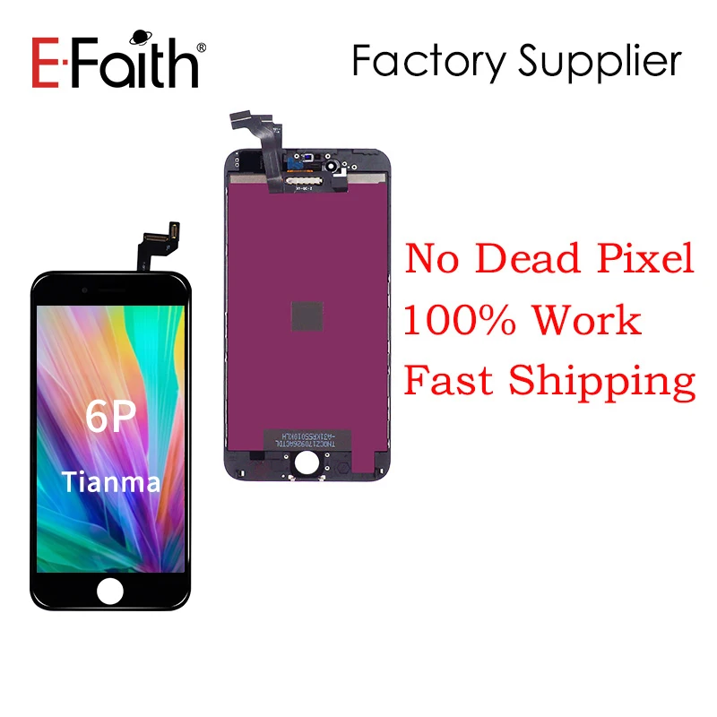 EFaith 20 шт./лот Tianma класс А++ ЖК-дисплей для iPhone 6 plus ЖК-дисплей сенсорный экран дигитайзер в черном и белом цвете DHL - Цвет: Tianma 6P Black