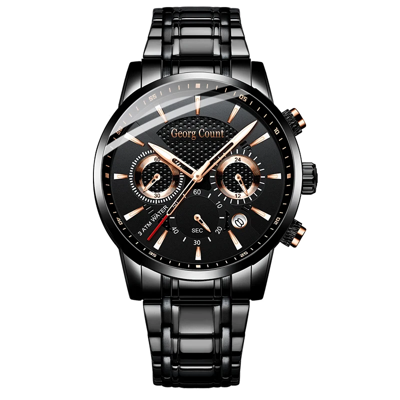 Мужские повседневные спортивные часы для мужчин, Топ бренд, Роскошные военные часы из нержавеющей стали, часы с хронографом, кварцевые наручные часы 41 мм - Цвет: G002-HHRG